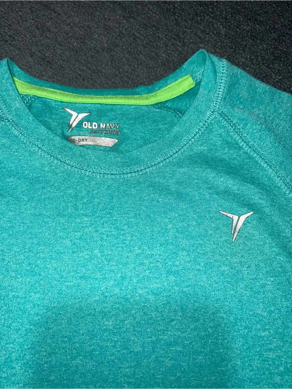 Old Navy Teal Short Sleeve Girls Active Tee with Lime Trim